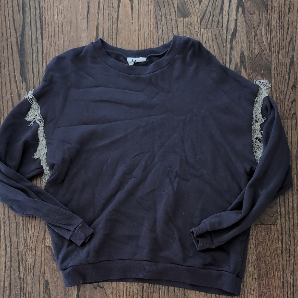 Grey Sweatshirt with Beaded Details